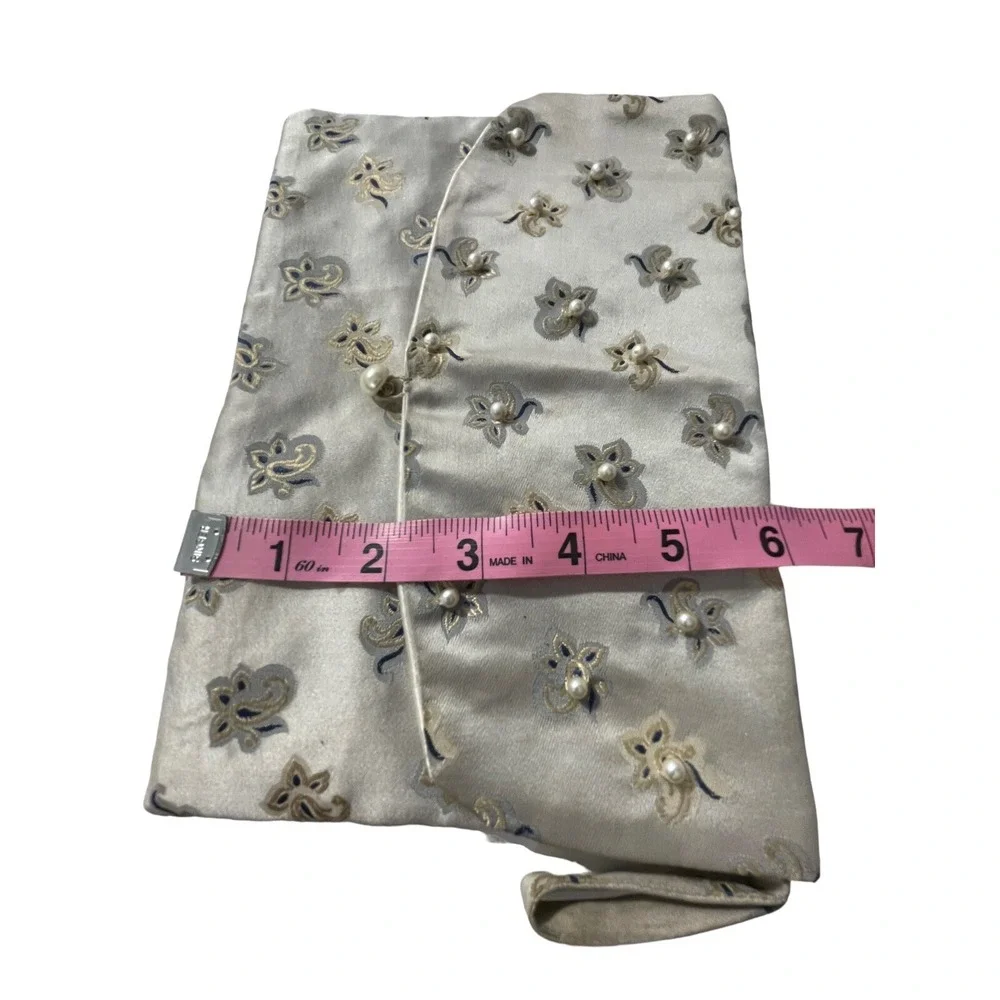 NOS Beaded‎ Clutch Purse Hand Bag In Original Gift Box Faux Pearl Floral READ